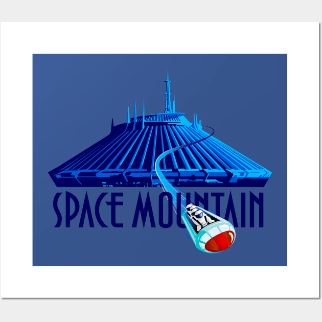 Space Mountain Retro Style - Navy Blue Text Wall Art by Blake Dumesnil Designs